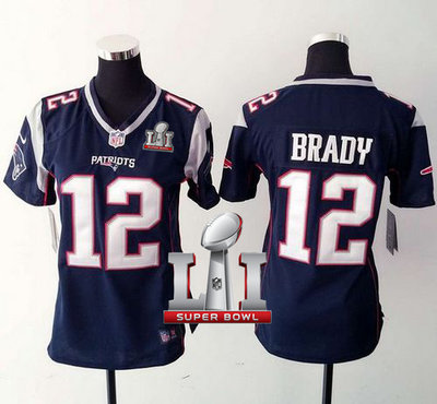 Nike Patriots #12 Tom Brady Navy Blue Team Color Super Bowl LI 51 Women's Stitched NFL New Elite Jersey Nike Patriots #12 Tom Brady Navy Blue Team Color Super Bowl LI 51 Women's Stitched NFL New Elite Jersey