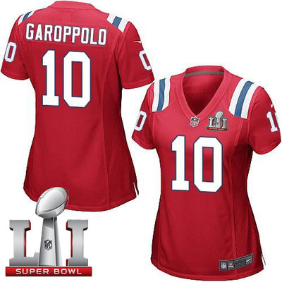 Nike Patriots #10 Jimmy Garoppolo Red Alternate Super Bowl LI 51 Women's Stitched NFL Elite Jersey Nike Patriots #10 Jimmy Garoppolo Red Alternate Super Bowl LI 51 Women's Stitched NFL Elite Jersey
