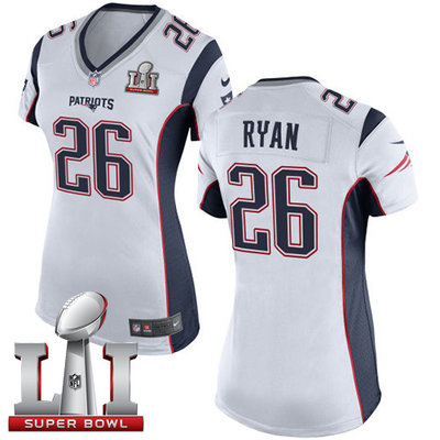Nike Patriots #26 Logan Ryan White Super Bowl LI 51 Women's Stitched NFL New Elite Jersey