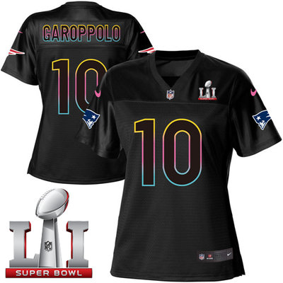 Nike Patriots #10 Jimmy Garoppolo Black Super Bowl LI 51 Women's NFL Fashion Game Jersey