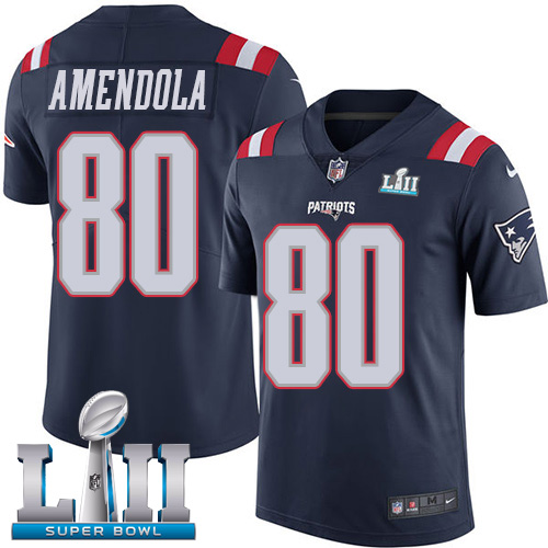 Nike Patriots #80 Danny Amendola Navy Blue Super Bowl LII Youth Stitched NFL Limited Rush Jersey Nike Patriots #80 Danny Amendola Navy Blue Super Bowl LII Youth Stitched NFL Limited Rush Jersey