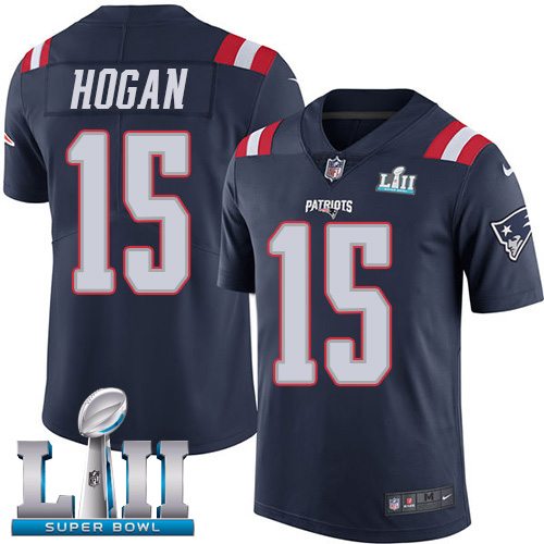 Nike Patriots #15 Chris Hogan Navy Blue Super Bowl LII Youth Stitched NFL Limited Rush Jersey Nike Patriots #15 Chris Hogan Navy Blue Super Bowl LII Youth Stitched NFL Limited Rush Jersey