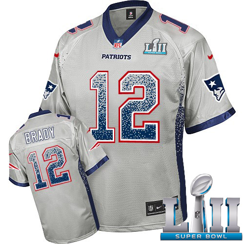 Nike Patriots #12 Tom Brady Grey Super Bowl LII Youth Stitched NFL Elite Drift Fashion Jersey Nike Patriots #12 Tom Brady Grey Super Bowl LII Youth Stitched NFL Elite Drift Fashion Jersey