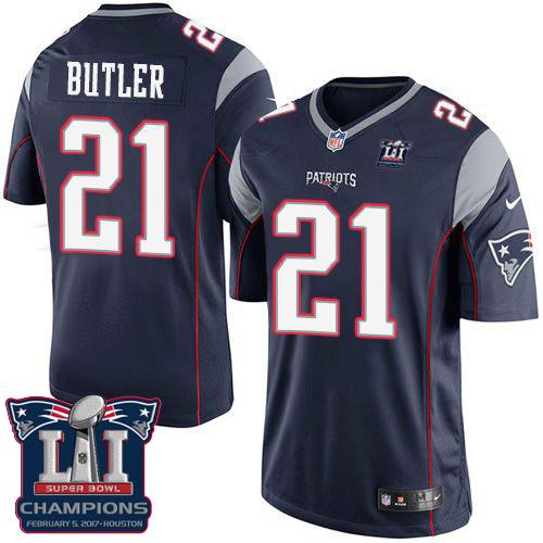 Nike Patriots #21 Malcolm Butler Navy Blue Team Color Super Bowl LI Champions Youth Stitched NFL New Elite Jersey