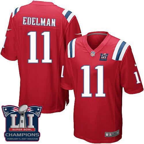 Nike Patriots #11 Julian Edelman Red Alternate Super Bowl LI Champions Youth Stitched NFL Elite Jersey