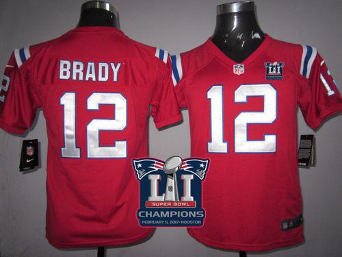Nike Patriots #12 Tom Brady Red Alternate Super Bowl LI Champions Youth Stitched NFL Elite Jersey Nike Patriots #12 Tom Brady Red Alternate Super Bowl LI Champions Youth Stitched NFL Elite Jersey