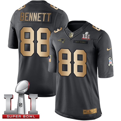 Nike Patriots #88 Martellus Bennett Black Super Bowl LI 51 Youth Stitched NFL Limited Gold Salute to Service Jersey Nike Patriots #88 Martellus Bennett Black Super Bowl LI 51 Youth Stitched NFL Limited Gold Salute to Service Jersey