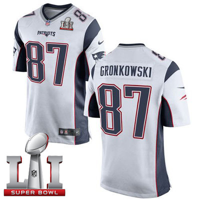 Nike Patriots #87 Rob Gronkowski White Super Bowl LI 51 Youth Stitched NFL New Elite Jersey