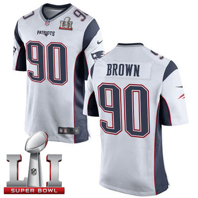 Nike Patriots #90 Malcom Brown White Super Bowl LI 51 Youth Stitched NFL New Elite Jersey