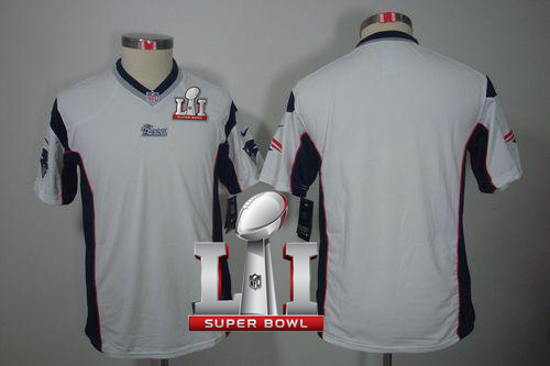 Nike Patriots Blank White Super Bowl LI 51 Youth Stitched NFL Limited Jersey