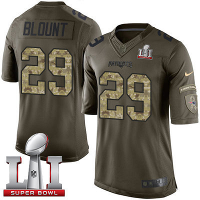 Nike Patriots #29 LeGarrette Blount Green Super Bowl LI 51 Youth Stitched NFL Limited Salute to Service Jersey