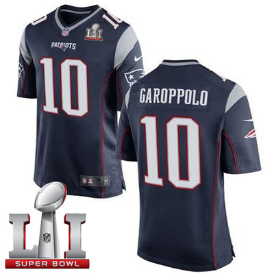 Nike Patriots #10 Jimmy Garoppolo Navy Blue Team Color Super Bowl LI 51 Youth Stitched NFL New Elite Jersey