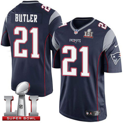 Nike Patriots #21 Malcolm Butler Navy Blue Team Color Super Bowl LI 51 Youth Stitched NFL New Elite Jersey