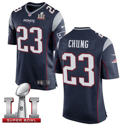 Nike Patriots #23 Patrick Chung Navy Blue Team Color Super Bowl LI 51 Youth Stitched NFL New Elite Jersey