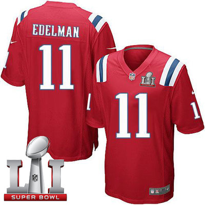 Nike Patriots #11 Julian Edelman Red Alternate Super Bowl LI 51 Youth Stitched NFL Elite Jersey