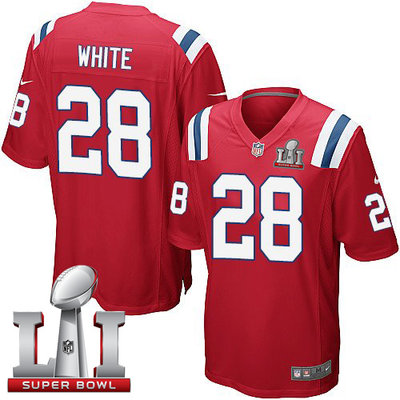Nike Patriots #28 James White Red Alternate Super Bowl LI 51 Youth Stitched NFL Elite Jersey