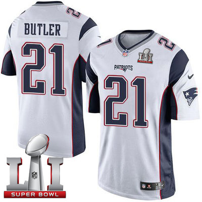 Nike Patriots #21 Malcolm Butler White Super Bowl LI 51 Youth Stitched NFL New Elite Jersey