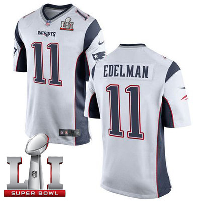 Nike Patriots #11 Julian Edelman White Super Bowl LI 51 Youth Stitched NFL New Elite Jersey