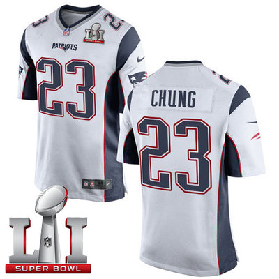 Nike Patriots #23 Patrick Chung White Super Bowl LI 51 Youth Stitched NFL New Elite Jersey