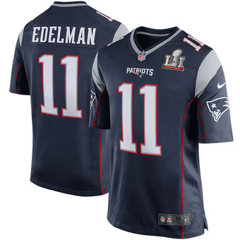 Youth New England Patriots Julian Edelman Nike Navy Super Bowl LI Bound Game Jersey