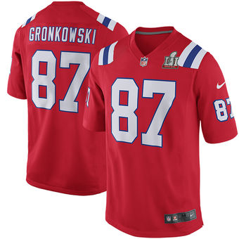 Youth New England Patriots Rob Gronkowski Nike Red Super Bowl LI Bound Game Jersey