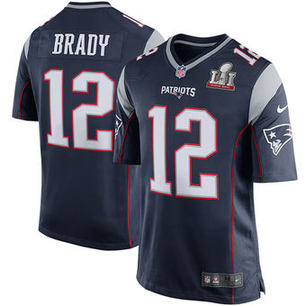 Youth New England Patriots Tom Brady Nike Navy Super Bowl LI Bound Game Jersey