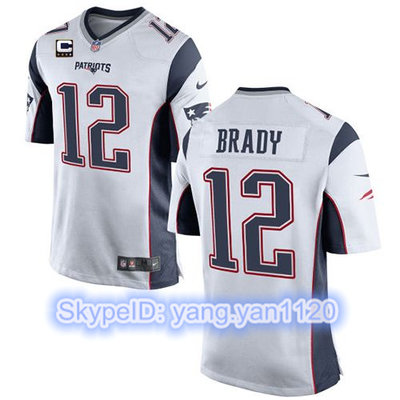 Nike Patriots #12 Tom Brady White With C Patch Youth Stitched NFL New Elite Jersey