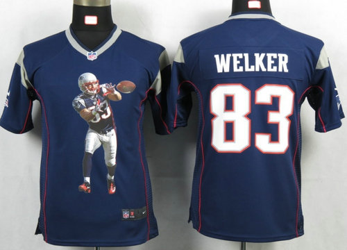 Youth NEW New England Patriots 83 Welker Blue Portrait Fashion Game Jerseys