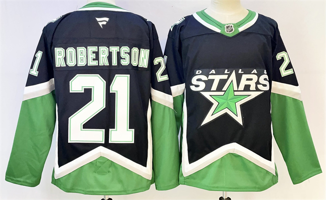 Men's Dallas Stars #21 Jason Robertson Black 2025 26 Alternate Stitched Hockey Jersey Men's Dallas Stars #21 Jason Robertson Black 2025 26 Alternate Stitched Hockey Jersey