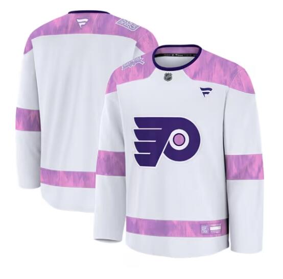 Men's Philadelphia Flyers Blank White 2024 Fights Cancer stitched Hockey Jersey Men's Philadelphia Flyers Blank White 2024 Fights Cancer stitched Hockey Jersey