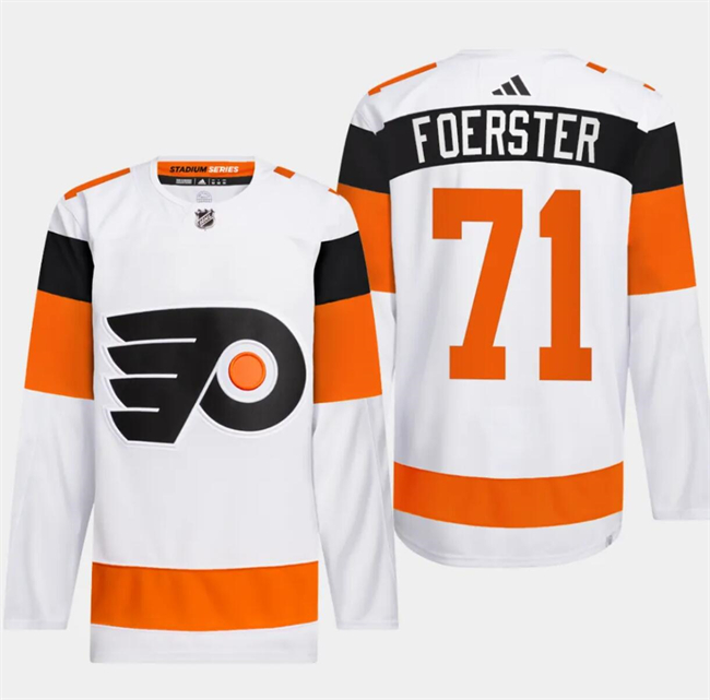 Men's Philadelphia Flyers #71 Tyson Foerster White 2024 Stadium Series Stitched Jersey Men's Philadelphia Flyers #71 Tyson Foerster White 2024 Stadium Series Stitched Jersey