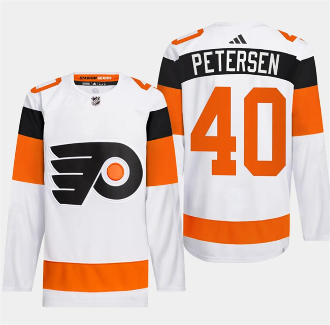 Men's Philadelphia Flyers #40 Cal Petersen White 2024 Stadium Series Stitched Jersey Men's Philadelphia Flyers #40 Cal Petersen White 2024 Stadium Series Stitched Jersey