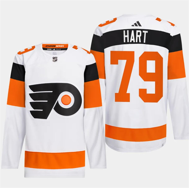 Men's Philadelphia Flyers #79 Carter Hart White 2024 Stadium Series Stitched Jersey Men's Philadelphia Flyers #79 Carter Hart White 2024 Stadium Series Stitched Jersey
