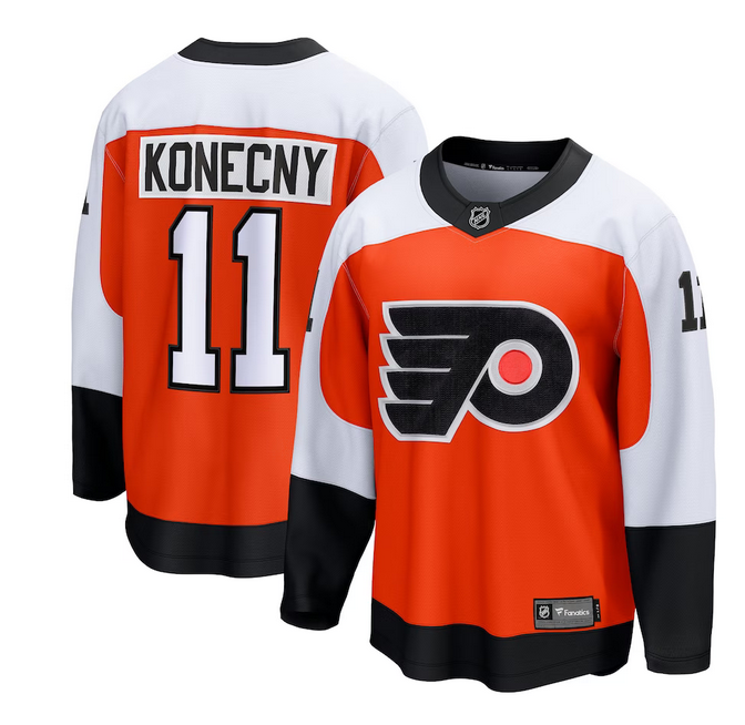 Men's Philadelphia Flyers #11 Travis Konecny Orange Stitched Jersey Men's Philadelphia Flyers #11 Travis Konecny Orange Stitched Jersey