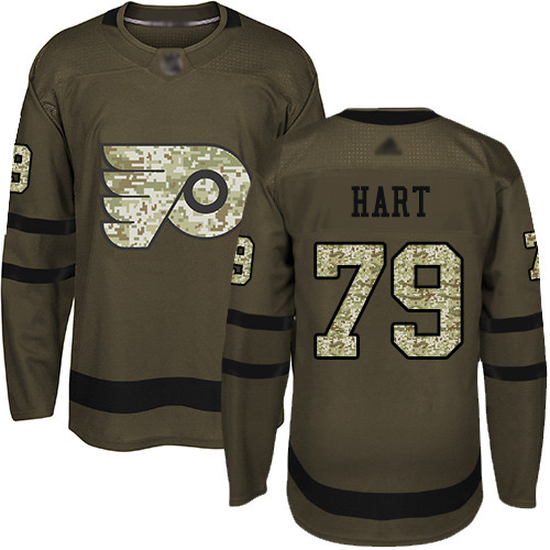 Flyers #79 Carter Hart Green Salute to Service Stitched Hockey Jersey Flyers #79 Carter Hart Green Salute to Service Stitched Hockey Jersey
