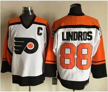 Flyers #88 Eric Lindros WhiteBlack CCM Throwback Stitched NHL Jersey