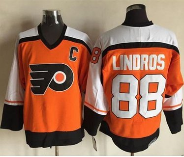 Flyers #88 Eric Lindros Orange CCM Throwback Stitched NHL Jersey