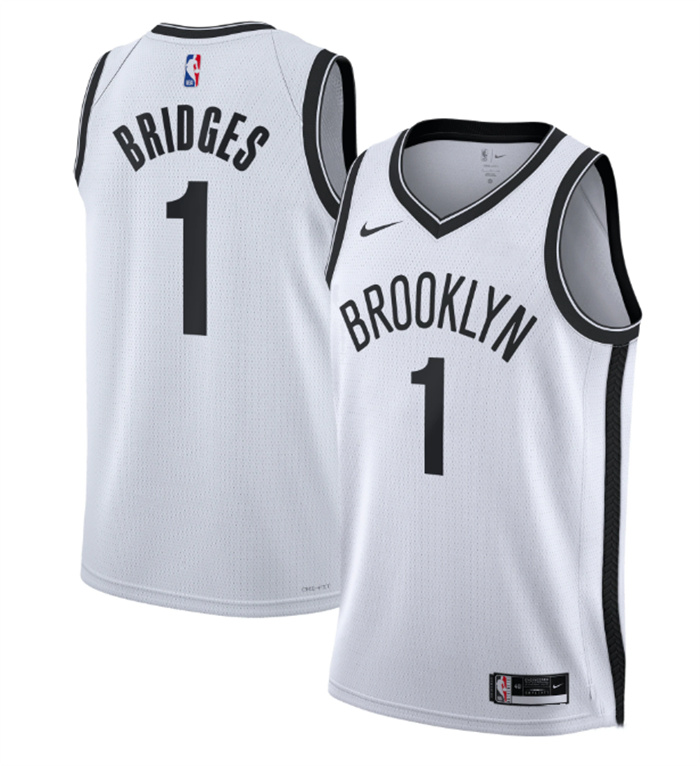 Men's Brooklyn Nets #1 Mikal Bridges White Stitched Basketball Jersey Men's Brooklyn Nets #1 Mikal Bridges White Stitched Basketball Jersey