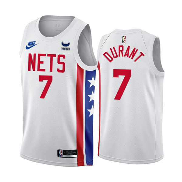 Men's Brooklyn Nets #7 Kevin Durant 2022 23 White With Patch Classic Edition Stitched Basketball Jersey Men's Brooklyn Nets #7 Kevin Durant 2022 23 White With Patch Classic Edition Stitched Basketball Jersey