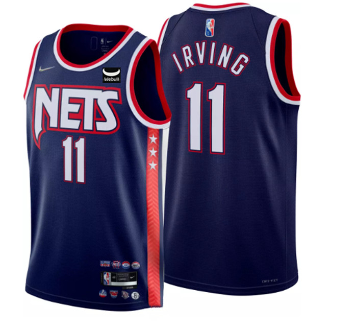 Men's Brooklyn Nets #11 Kyrie Irving 2021 22 Navy Swingman City Edition 75th Anniversary Stitched Basketball Jersey Men's Brooklyn Nets #11 Kyrie Irving 2021 22 Navy Swingman City Edition 75th Anniversary Stitched Basketball Jersey