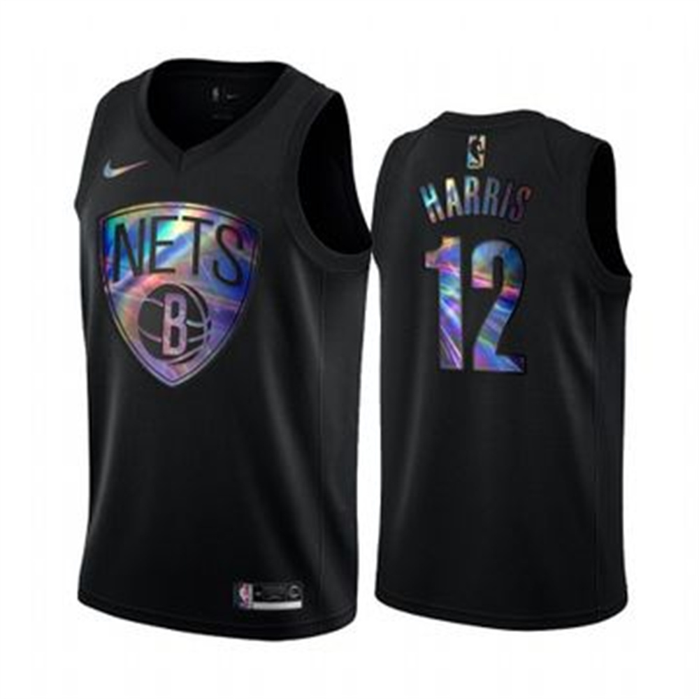 Nike Nets #12 Joe Harris Men's Iridescent Holographic Collection NBA Jersey - Black Nike Nets #12 Joe Harris Men's Iridescent Holographic Collection NBA Jersey - Black
