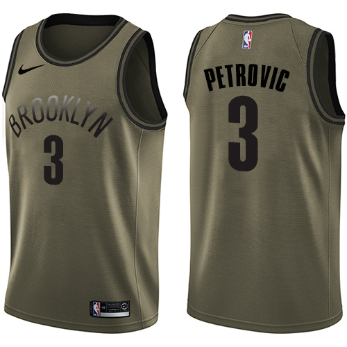 Nike Nets #3 Drazen Petrovic Green Salute to Service NBA Swingman Jersey Nike Nets #3 Drazen Petrovic Green Salute to Service NBA Swingman Jersey
