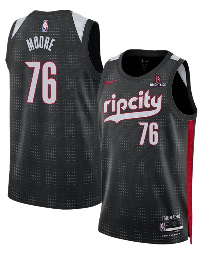 Men's Portland Trail Blazers #76 Taze Moore Black 2024 25 City Edition Edition Stitched Basketball Jersey Men's Portland Trail Blazers #76 Taze Moore Black 2024 25 City Edition Edition Stitched Basketball Jersey