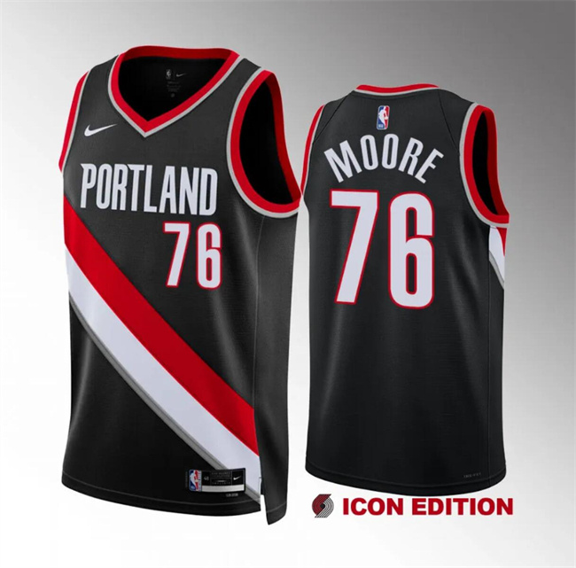 Men's Portland Trail Blazers #76 Taze Moore Black Icon Edition Stitched Basketball Jersey Men's Portland Trail Blazers #76 Taze Moore Black Icon Edition Stitched Basketball Jersey