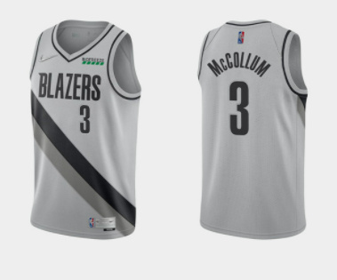 Men's Portland Trail Blazers #3 C.J. McCollum Grey Earned Edition Stitched Basketball Jersey Men's Portland Trail Blazers #3 C.J. McCollum Grey Earned Edition Stitched Basketball Jersey