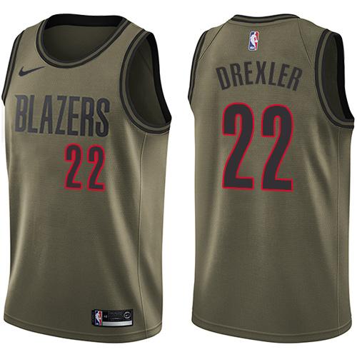 Nike Blazers #22 Clyde Drexler Green Salute to Service NBA Swingman Jersey Nike Blazers #22 Clyde Drexler Green Salute to Service NBA Swingman Jersey