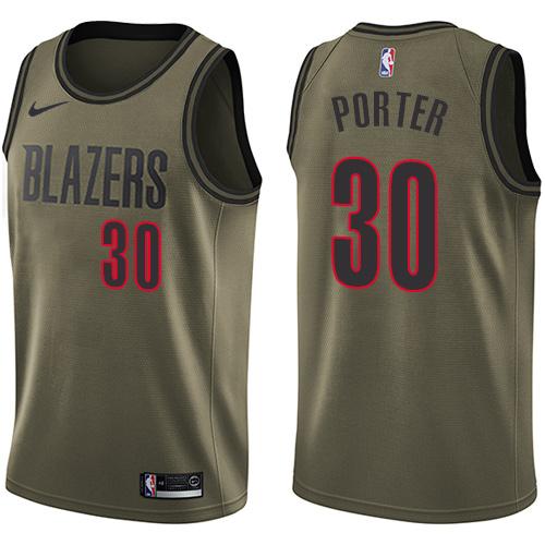 Nike Blazers #30 Terry Porter Green Salute to Service NBA Swingman Jersey Nike Blazers #30 Terry Porter Green Salute to Service NBA Swingman Jersey