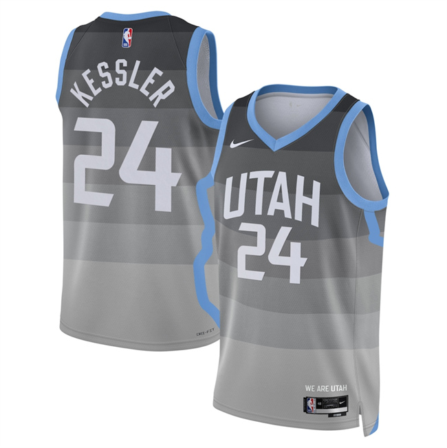 Men's Utah Jazz #24 Walker Kessler Grey 2025 26 City Edition Stitched Basketball Jersey Men's Utah Jazz #24 Walker Kessler Grey 2025 26 City Edition Stitched Basketball Jersey