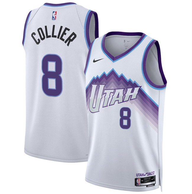 Men's Utah Jazz #8 Isaiah Collier White 2025 Association Edition Stitched Basketball Jersey Men's Utah Jazz #8 Isaiah Collier White 2025 Association Edition Stitched Basketball Jersey