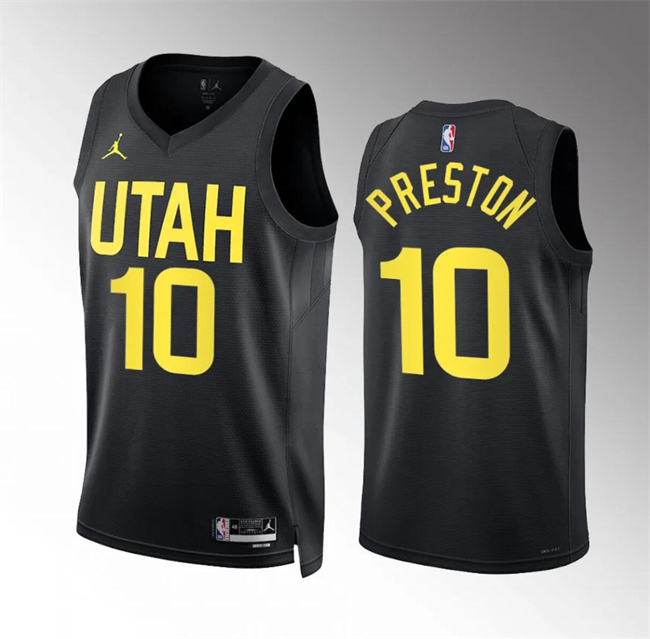 Men's Utah Jazz #10 Jason Preston Black Statement Edition Stitched Basketball Jersey Men's Utah Jazz #10 Jason Preston Black Statement Edition Stitched Basketball Jersey